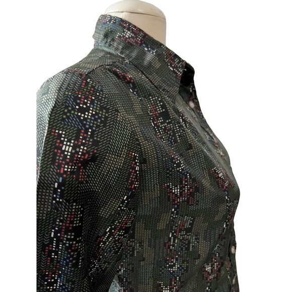 Vintage Womens Button Down Seventies Shirt Sz M Womens from Brooks Abstract Poly - Picture 8 of 8